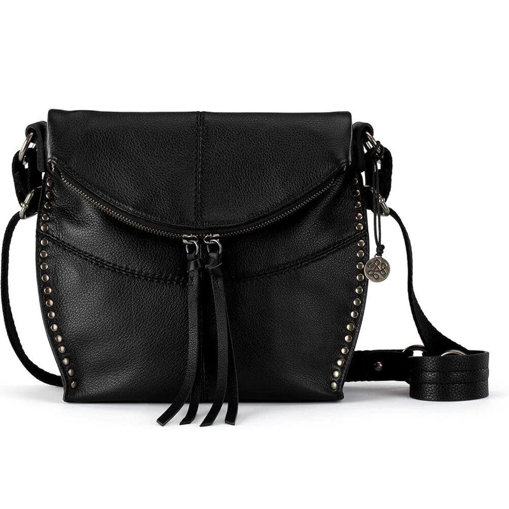 The Sak Black Leather Silverlake Crossbody Bag Zip Pockets **missing Hang tag** - Picture 3 of 16